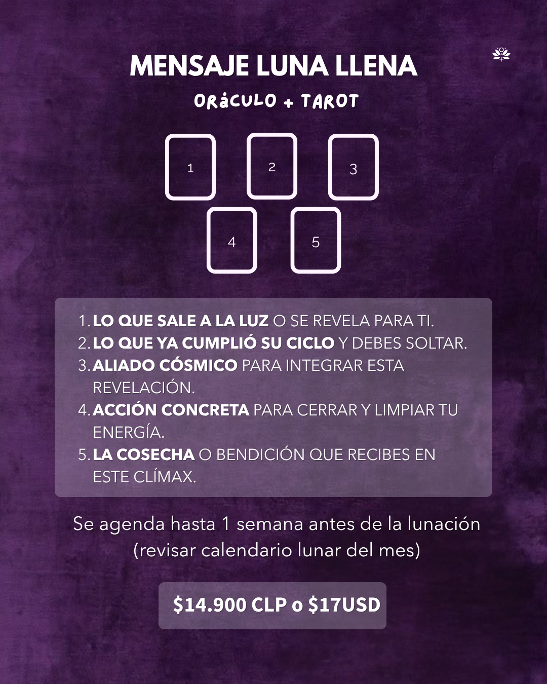 Mensaje de Luna Llena→ Oráculo & Tarot